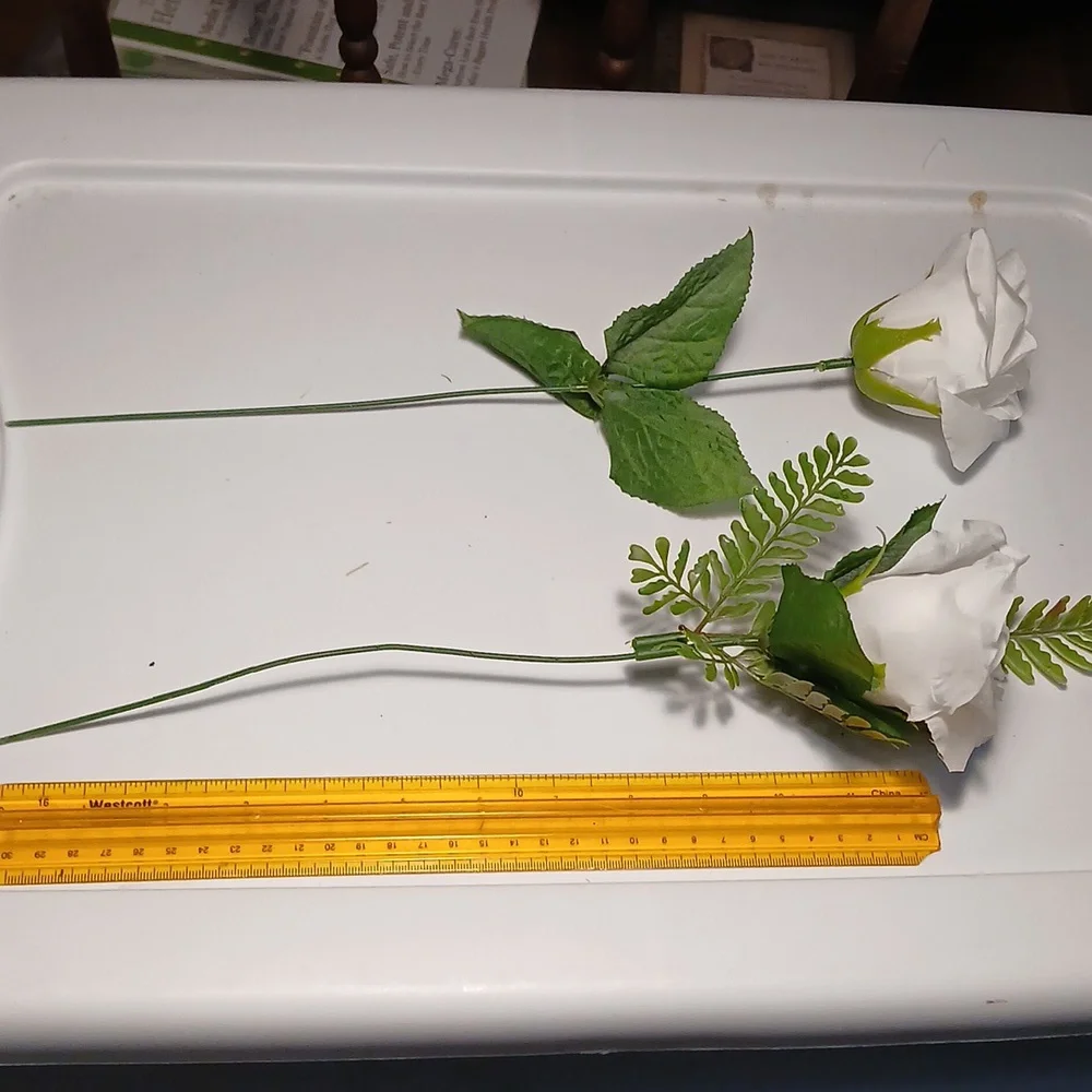 Artificial Large Flower Stems - Red, White, & Blue w/green